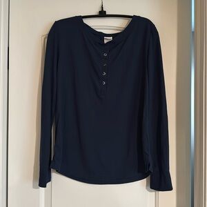 Target Women's Stars Above Navy Long Sleeve Henley T-Shirt